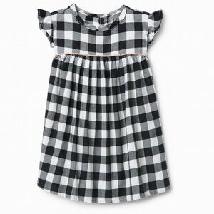 Gymboree Baby Girls 6-12M Soft Flannel Buffalo Plaid Dress Flutter Sleeve